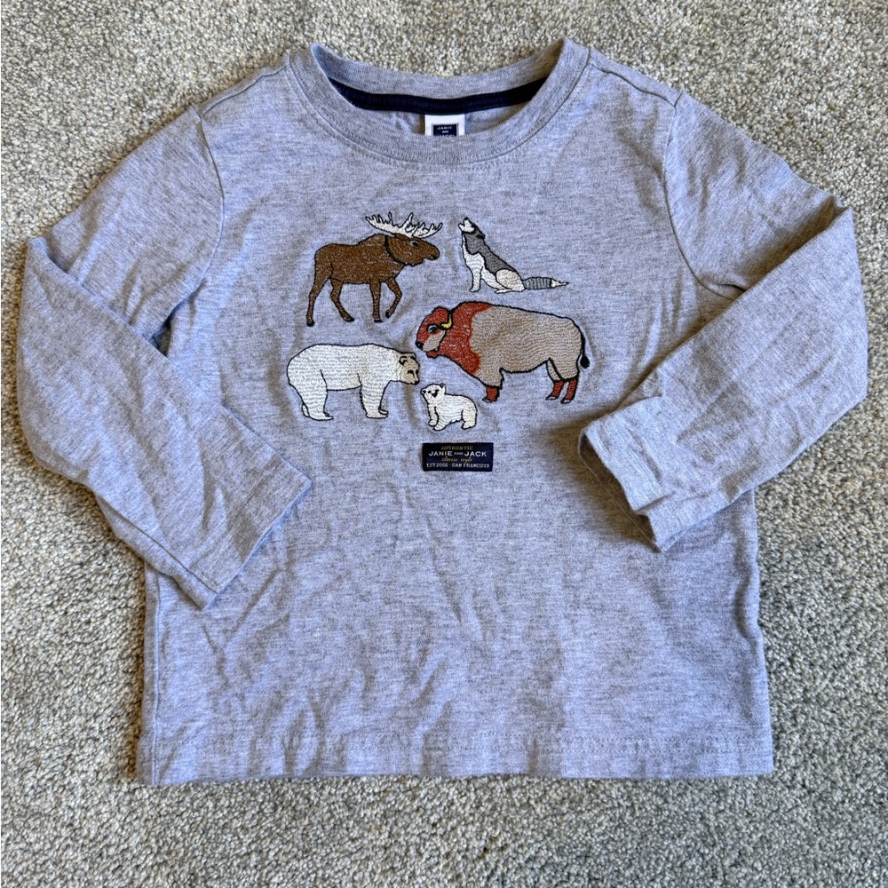 Janie & Jack Woodland Friends Long Sleeve Tee | Size 18-24mos